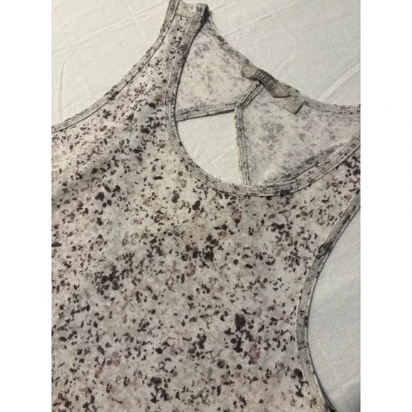 Athleta Essence Printed Tank Top Grey White Speckled Open Back Cutout Small - Picture 3 of 9